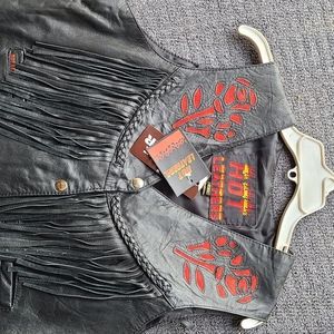 NWT Red Rose Leather Vest 2XL